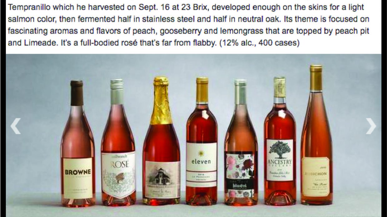 Our Rosé gets highest rating and Top 30 in Wine Press Northwest