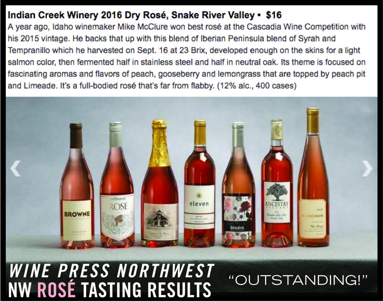 Our Rosé gets highest rating and Top 30 in Wine Press Northwest
